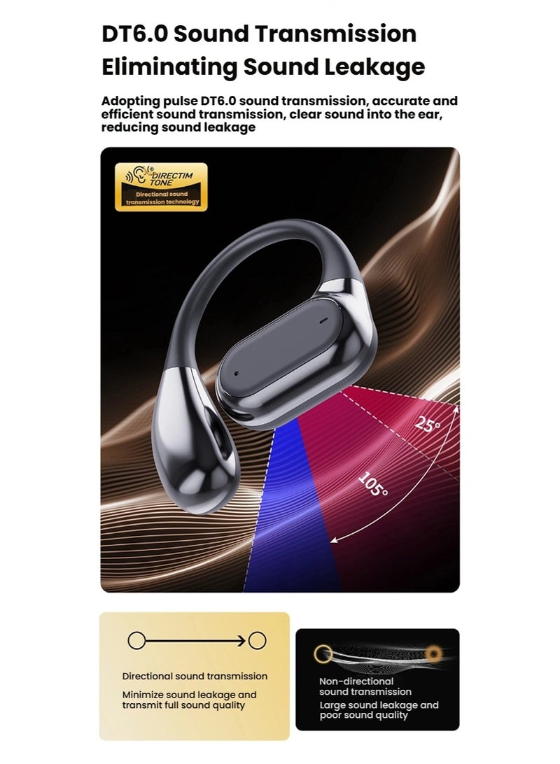 True Wireless Bluetooth 5.4  LED On-ear Open-Ear Earbuds Earphones with Charging Case, OWS Ear Hook Open Ear Bluetooth Ear-hook, Sports Earphones Earbuds with Charger, Work Office Business Casual Home Sports Gym Outdoor - Image 3