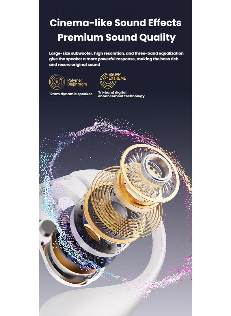 True Wireless Bluetooth 5.4  LED On-ear Open-Ear Earbuds Earphones with Charging Case, OWS Ear Hook Open Ear Bluetooth Ear-hook, Sports Earphones Earbuds with Charger, Work Office Business Casual Home Sports Gym Outdoor - Image 4