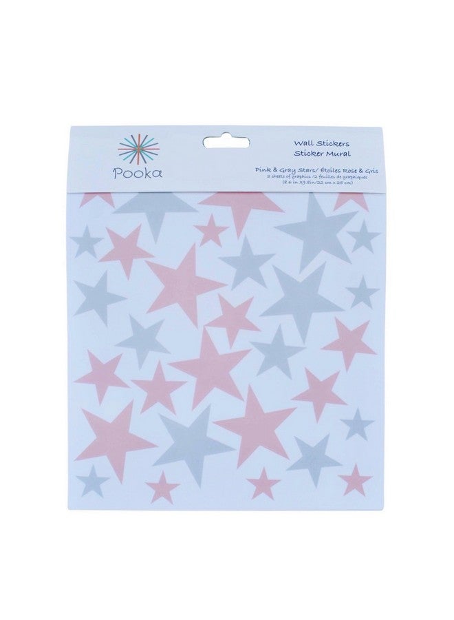 Pooka Stars Reusable Wall Decal - Pink & Grey (66 Pcs)| Pink Stars Wall Decal | Gray Stars Wall Stickers | Outer Space Birthday | Star Wall Decal | Pink Wall Decal - Image 2