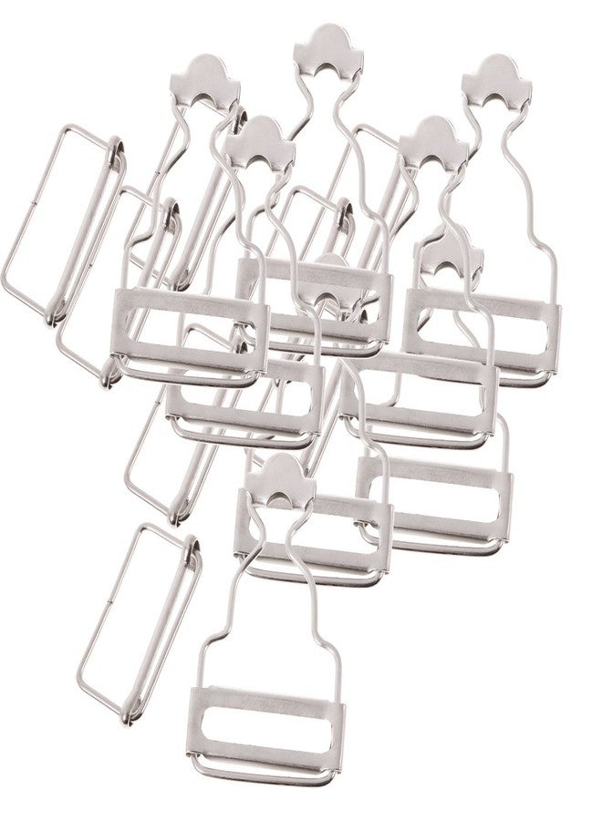 Segolike Metal Brace Buckles - Dungaree Clips with Rectangle Buckle for Suspenders and Straps - Fasteners for Overalls and Pinafore Dresses - silver, 3.2cm - Image 1