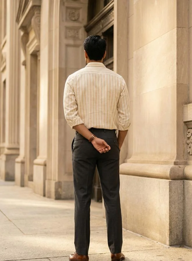 Truloom Yellow Men Comfort Striped Casual Shirt for Men | Best Price UAE