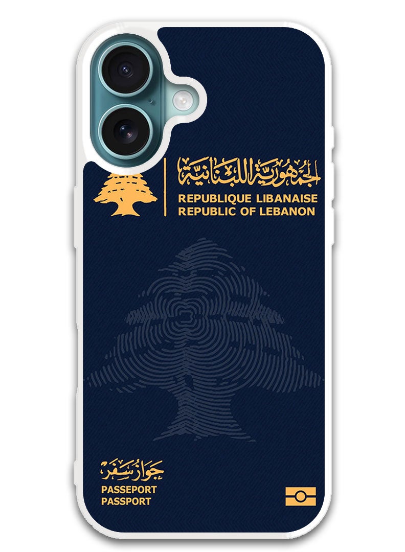 Theodor Protective Case Cover For APPLE IPHONE 16 Lebanon Passport (White Bumper) - Image 1