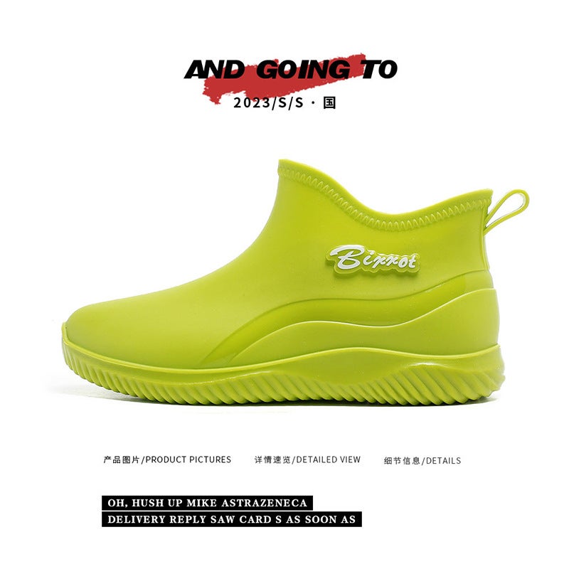 New Couple Rain Shoes Men'S And Women'S Adult Waterproof Rain Boots Low-Top Non-Slip Wear-Resistant Rubber Shoes Fleece-Lined Low Short Tube Water Boots - Image 1