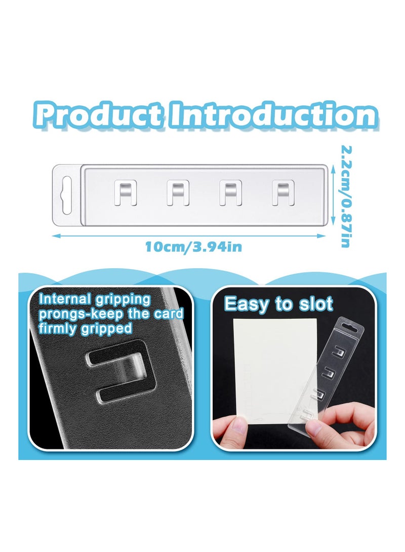 SYOSI Swipe Badge Holder, 20 PCS ID Holder, Vertical Half Card Clear Plastic Swipe Card Holder, Half Side ID Holder, Hard Easy Slide Badge Holder with Clamp Gripper, for Swiping ID Credit Name Cards  - Image 2
