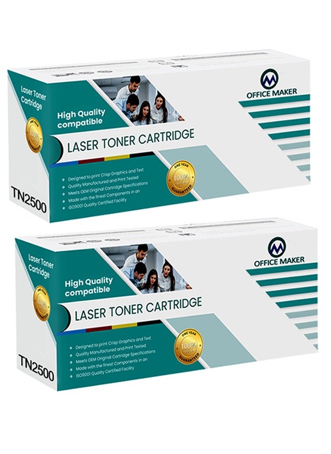 Office Maker - Office Maker TN-2500 Toner Cartridge Compatible for Brother DCP-L2640DW MFC-L2805DW MFC-L2885DW Printer High Yield Replacement Cartridge Refill Combo Pack (with Chip),Black ×2 - Image 1