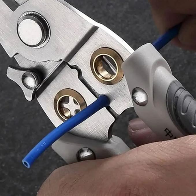 SKYUNION 6 In 1 Multifunction Electrician Wire Plier Tool Electrical Wire Strippers Wire Splitting Pliers Stainless Steel Electrical Stripping Tool Cable Stripping Cutting and Crimping - Image 2