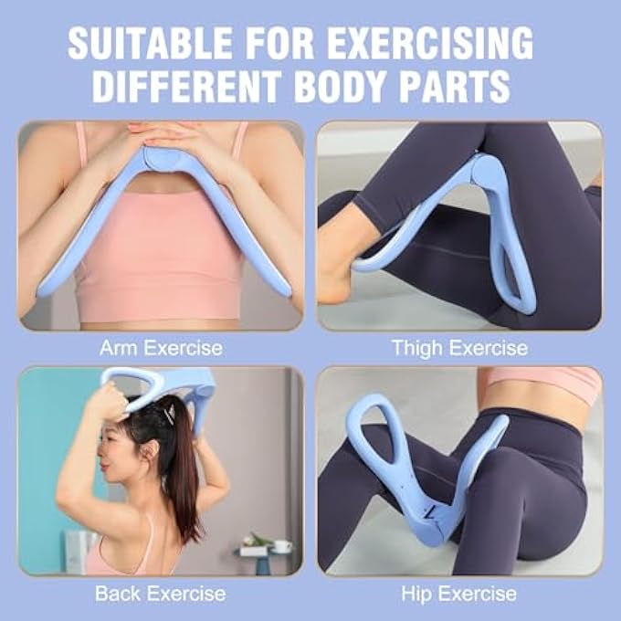 rayihni مدرب الفخذين، جهاز كيجل برو، صالة رياضية محمولة 5 في 1، معدات تدريب العضلات، لتقوية الفخذين، الوركين، الذراعين ونحت المؤخرة، مدرب تنحيف على شكل S للرجال والنساء (أزرق) - Image 3