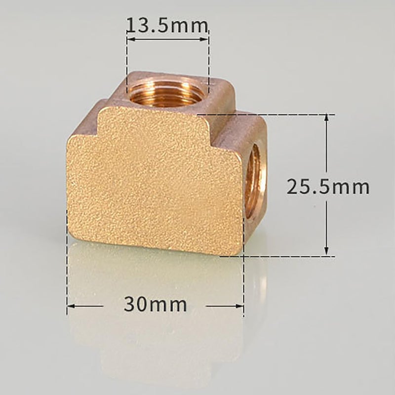 klarako 3PCS Brass Pipe Fitting Brass Barstock Tee 1/4'' x 1/4'' x 1/4'' NPT Female Pipe Fittings, Gold - Image 2