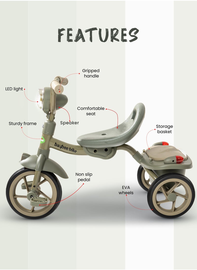 BAYBEE - Flyer Tricycle for Kids Toddler Foldable Tricycle with Back Stroge & Head light for 2 to 5 Years Boys and Girls Kids Trike - Image 1