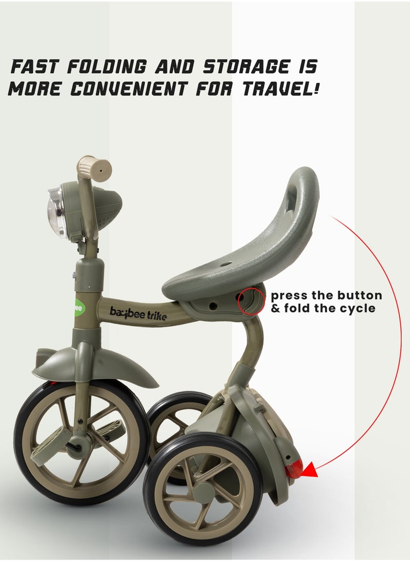 BAYBEE - Flyer Tricycle for Kids Toddler Foldable Tricycle with Back Stroge & Head light for 2 to 5 Years Boys and Girls Kids Trike - Image 1