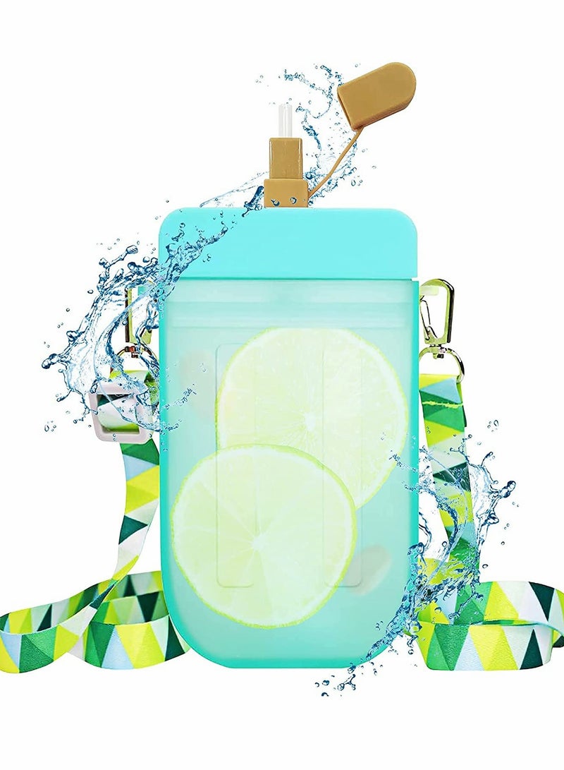 KASTWAVE Cute Water Bottles with Straws, Creative Ice Cream Plastic Popsicle Drink Water Bottles, Transparent Water Jug, Multi-Colored Juice Drinking Cup Suitable for Adult Children(BPA Free) - Image 1
