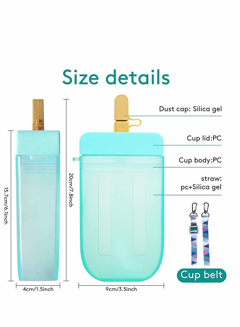 KASTWAVE Cute Water Bottles with Straws, Creative Ice Cream Plastic Popsicle Drink Water Bottles, Transparent Water Jug, Multi-Colored Juice Drinking Cup Suitable for Adult Children(BPA Free) - Image 5