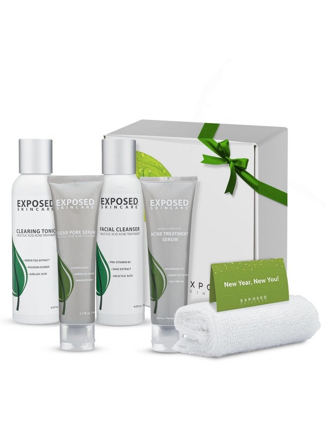 Exposed Skin Care Exposed Skin Care Basic Acne Treatment Kit - Includes Salicylic Acid Face Wash, Clearing Tonic, Acne Treatment Serum with Benzoyl Peroxide, Clear Pore Serum - Acne Set Solution for All Skin Types - Image 1