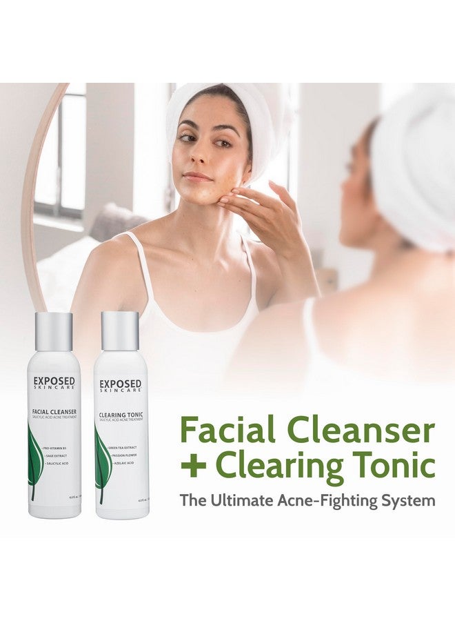 Exposed Skin Care Exposed Skin Care Basic Acne Treatment Kit - Includes Salicylic Acid Face Wash, Clearing Tonic, Acne Treatment Serum with Benzoyl Peroxide, Clear Pore Serum - Acne Set Solution for All Skin Types - Image 4
