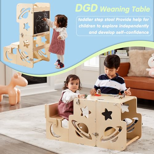 DGD Toddler Tower, Toddler Stool for Kitchen, Kids Learning Wooden Tower, Foldable Weaning Table with Kids Step Stool, Montessori Standing Tower for Bathroom and Kitchen Counter - Image 5