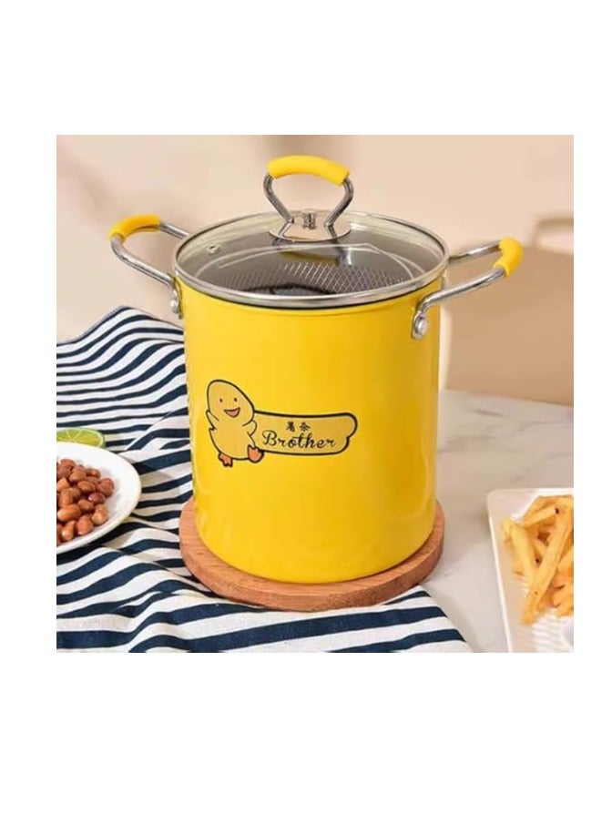 مقلاة عميقة مع سلة من الفولاذ المقاوم للصدأ وغطاء زجاجي سعة 3 لتر بتصميم ياباني - Image 4