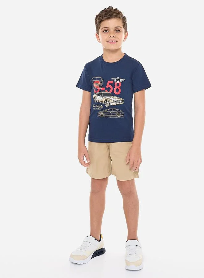 فكتور اند جين Victor And Jane Boys Cars Graphic T-Shirt and Shorts Set