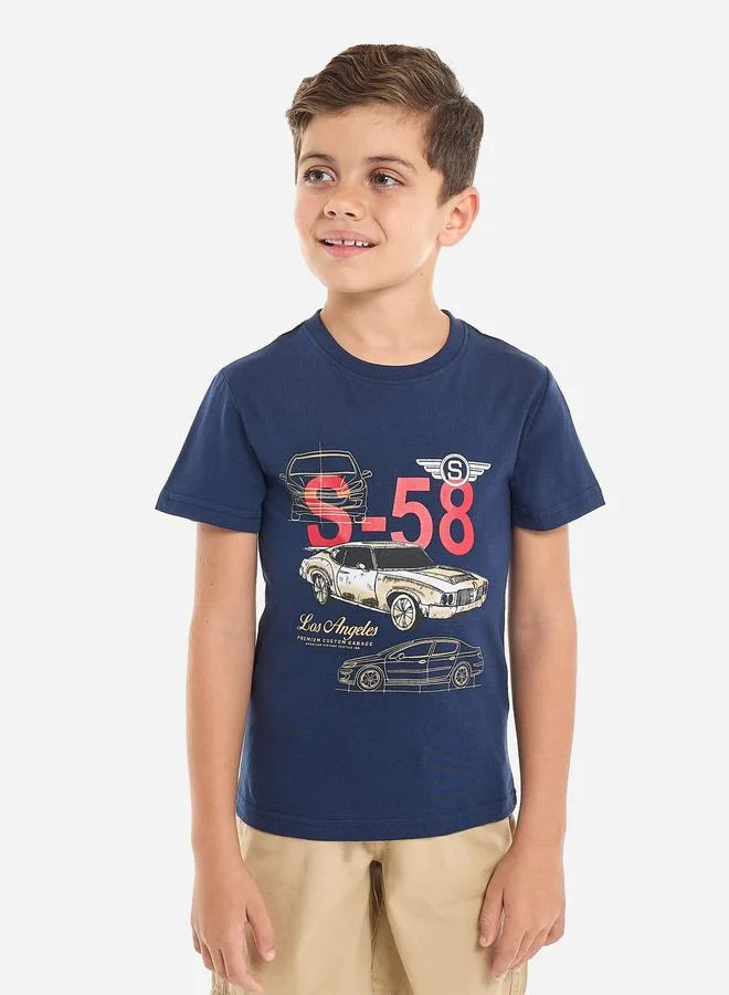 فكتور اند جين Victor And Jane Boys Cars Graphic T-Shirt and Shorts Set