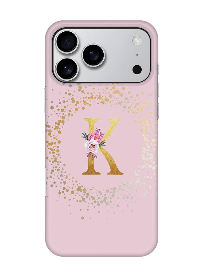 Stylizedd For iPhone 17 Pro Max,Case, [Compatible with MagSafe] Magnetic cover Slim fit Protection Matte, - Custom Monogram Floral - K  (Pink )