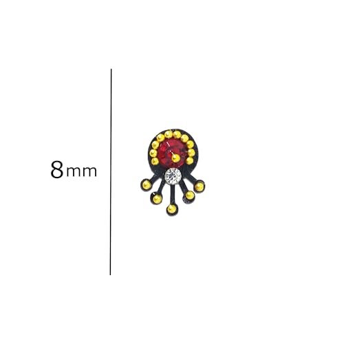 Comet Busters Black Fancy Bindis With Maroon And Silver Stone (BV578) - Image 3