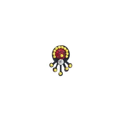 Comet Busters Black Fancy Bindis With Maroon And Silver Stone (BV578) - Image 2