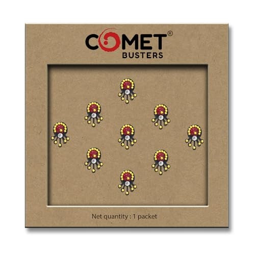 Comet Busters Black Fancy Bindis With Maroon And Silver Stone (BV578) - Image 5