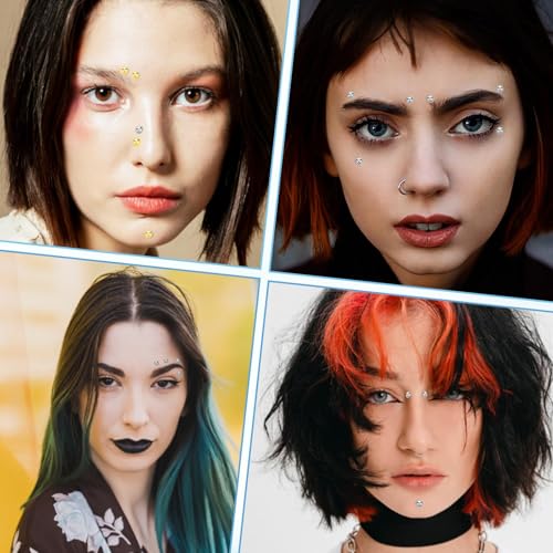 BharatBazaar 446Pcs Nose Pin Without Piercing, Fake Piercings Stick On, Fake Eyebrow Piercing and Fake Lip Piercing, DIY Face Jewelry for Casual Fashion Styling - Image 5