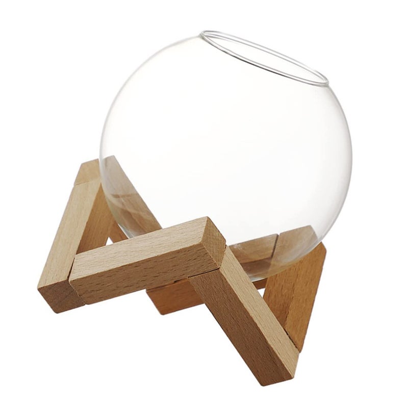 Cabilock Creative Moon Shaped Glass Cocktail Cup With Wooden Stand Round Cup For Beverages Party And Home Bar - Image 2