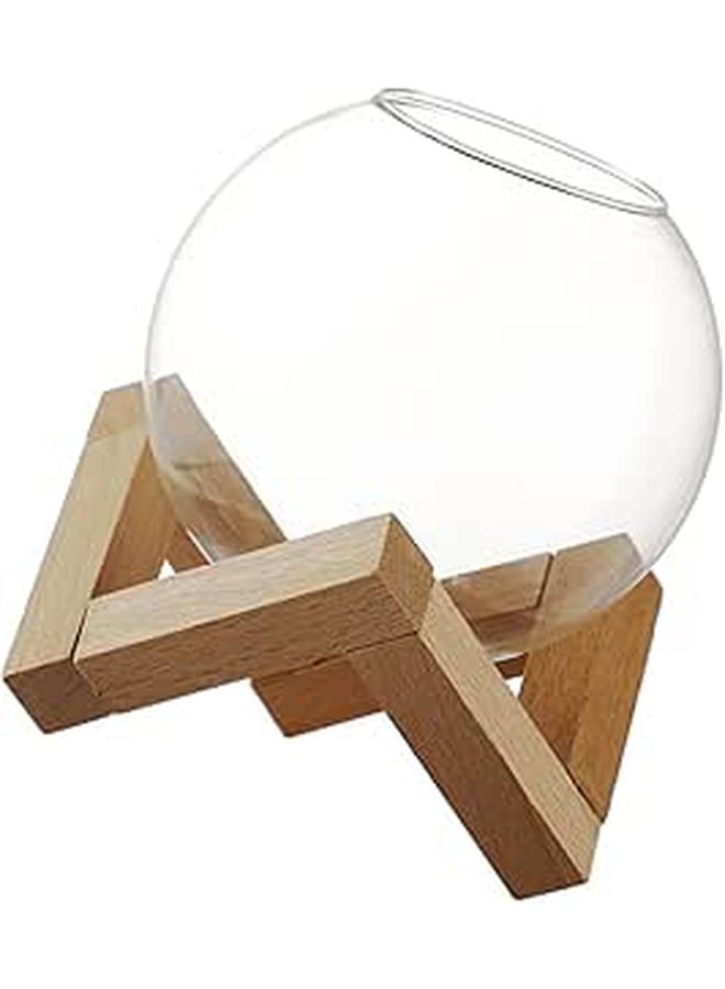 Cabilock Creative Moon Shaped Glass Cocktail Cup With Wooden Stand Round Cup For Beverages Party And Home Bar - Image 1