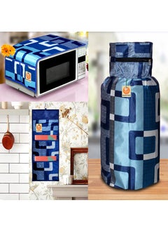 KANUSHI KANUSHI Industries Washable Cotton 1 Piece Lpg Gas Cylinder Cover1 Pc Microwave Cover 1Pc Wall Hanging MagazineOrganiser Letter Holder Pocket Organiser CYLMicroMGZBlueBox  - Image 1