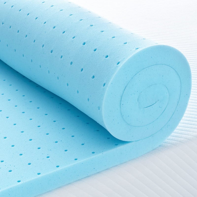 Maxzzz Twin Mattress Topper2 Inch Ventilated Design Memory Foam Queen Mattress TopperCooling Gel Infused Swirl Foam Pad for Pressure Relief Back Pain CertiPURUS Certified