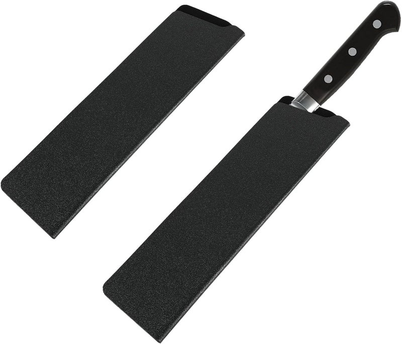 Aeaocvo 2 Pcs Knife Covers or Sleeves 8" x 2.2" Knife Edge Guard Universal Waterproof Kitchen Knife Sheath, Chef Knife Sheath, Plastic Knife Cover for Kitchen Knives, Black - Image 1