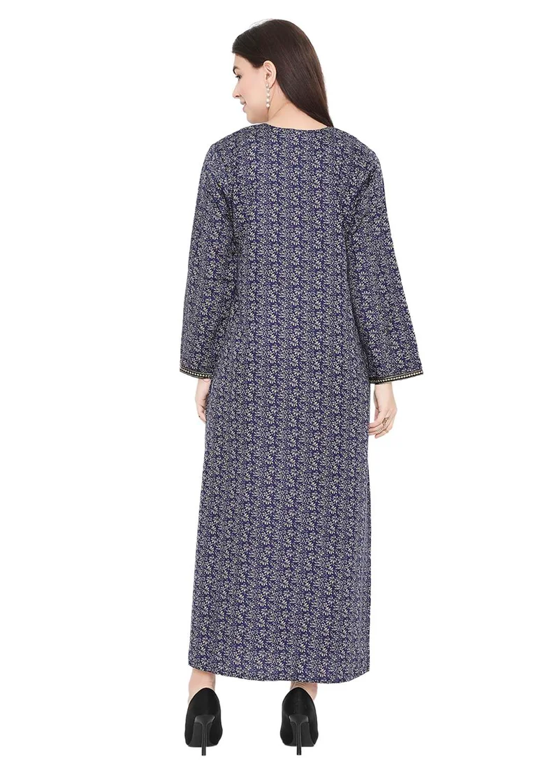 HANA & SARA LONG PRINTED MODEST THREAD EMBROIDERY ARABIC KAFTAN FARASHA DRESSES