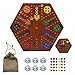 YWMSGM Marble Board Game Original Board GameLarge Solid Pine Spray PaintDouble Sided Painted 15inch Fast Track for 4 or 6 Players with 6 Colors 30 Marbles 6 Dice Friends Family Game Party - Image 2