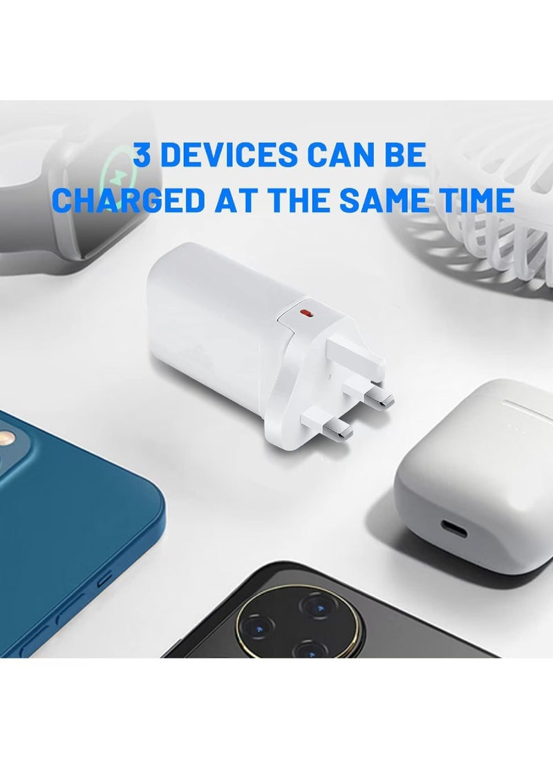 Captaintech 65W GaN USB-C Fast Charger (3-Port PD) - Compact Power Adapter with Cable for MacBook, iPad Air, Samsung Galaxy, Pixel & More  - Image 4