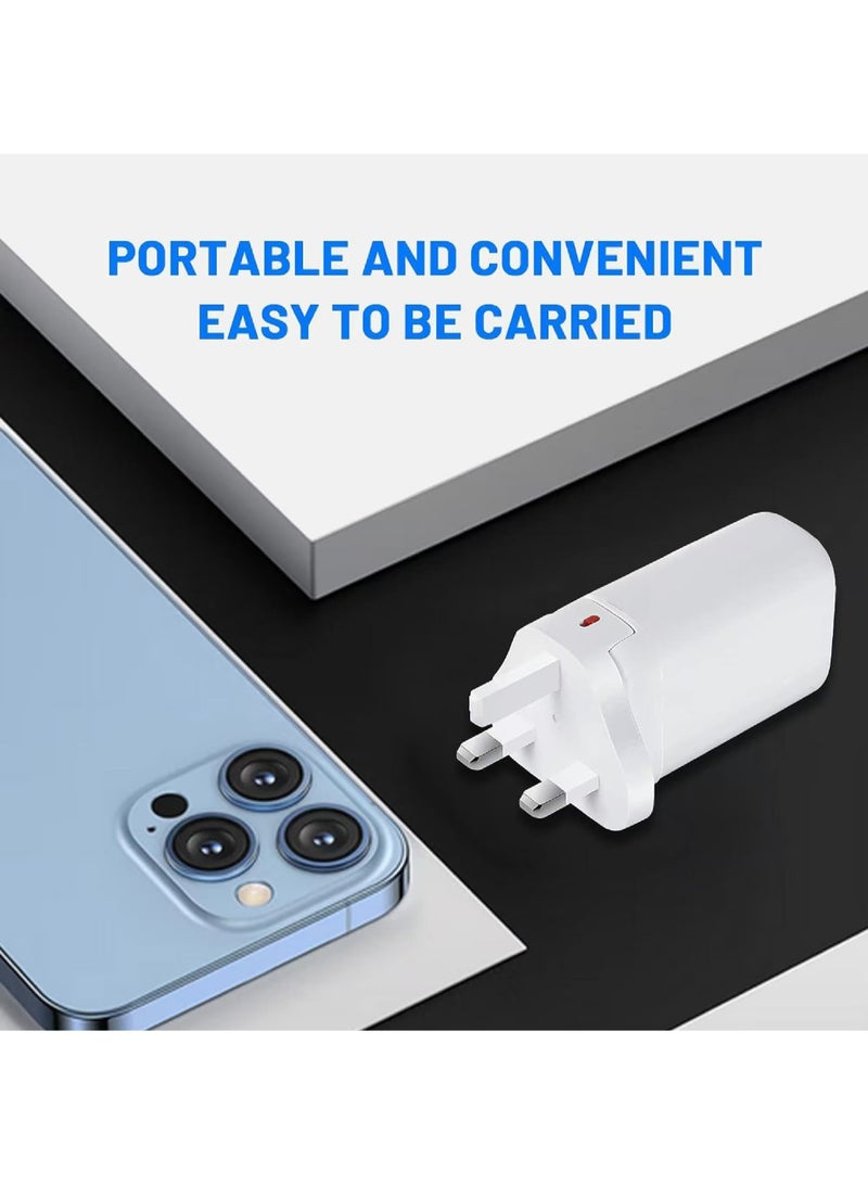 65W GaN USB-C Fast Charger (3-Port PD) - Compact Power Adapter with Cable for MacBook, iPad Air, Samsung Galaxy, Pixel & More
