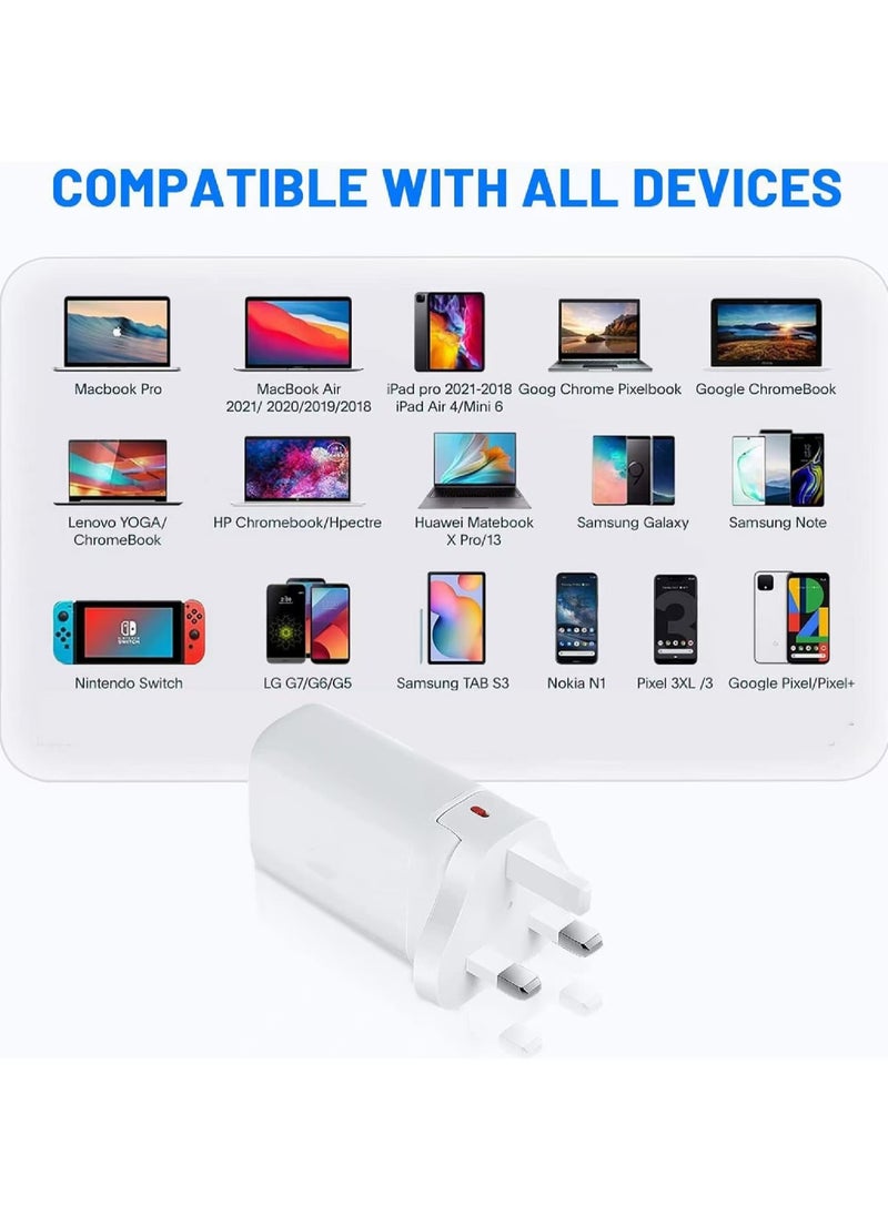Captaintech 65W GaN USB-C Fast Charger (3-Port PD) - Compact Power Adapter with Cable for MacBook, iPad Air, Samsung Galaxy, Pixel & More  - Image 5