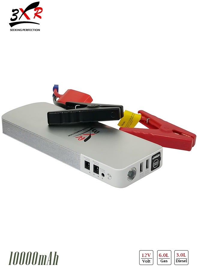 3XR 6651 Multi Function Jump Starter 10000mAh Portable Car Battery Booster Power Bank 12V Vehicle Emergency Starter 1500A Peak Current USB Charging LED Flashlight Compact Auto Roadside Assistance Device for Petrol and Diesel Engines . - Image 1