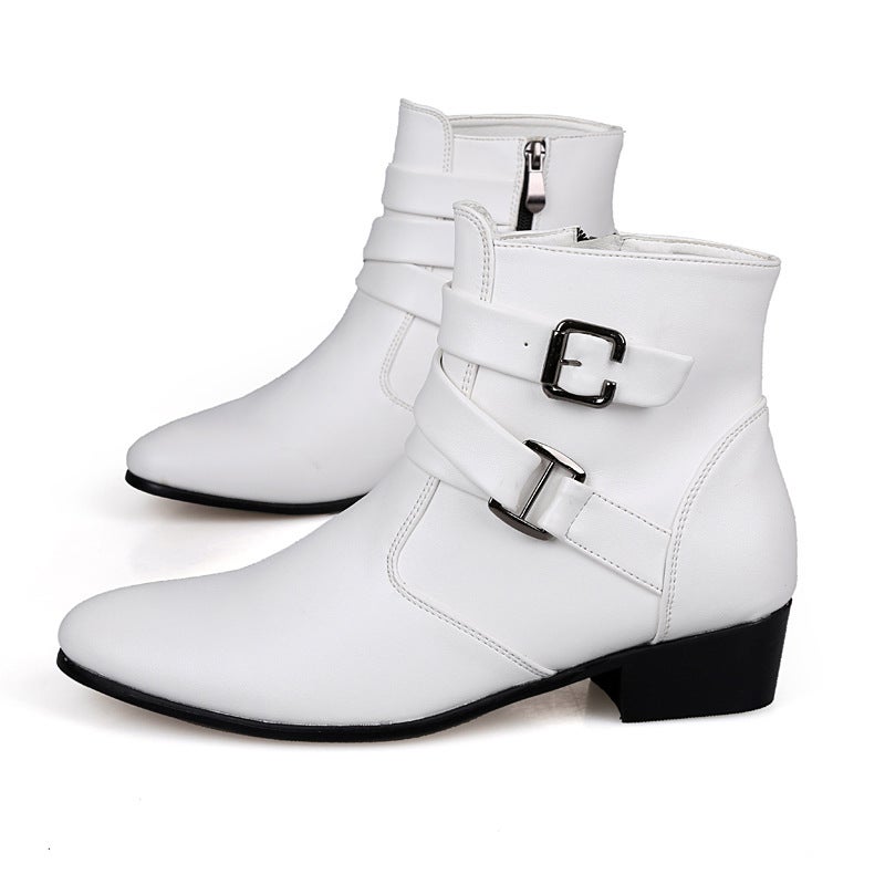 Winter New Men'S Leather Boots Fashion High-Top Pointed Leather Shoes High-Top Martin Boots - Image 5