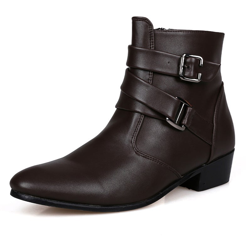 Winter New Men'S Leather Boots Fashion High-Top Pointed Leather Shoes High-Top Martin Boots - Image 3