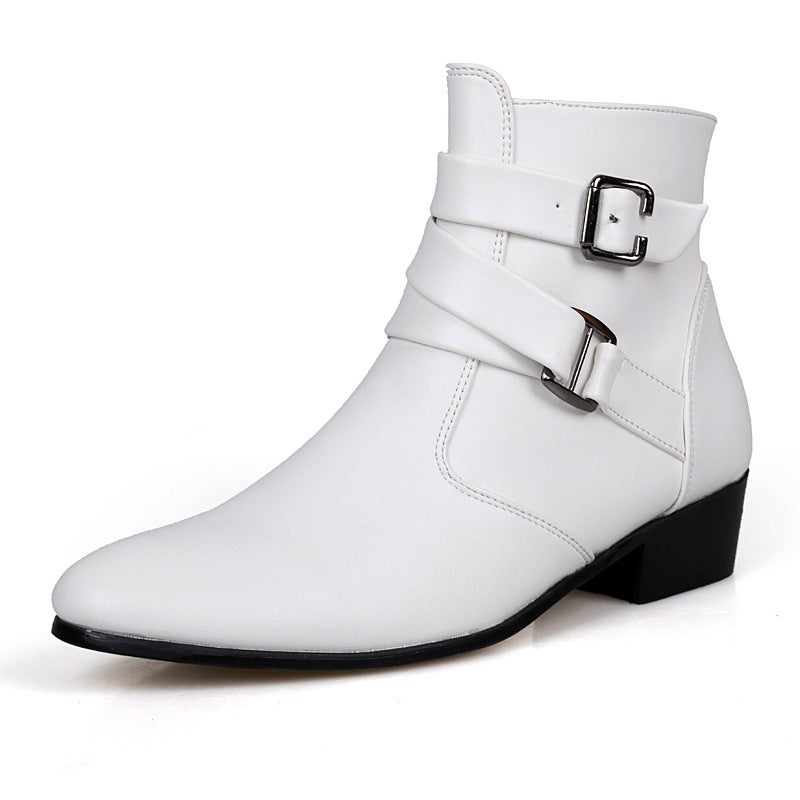 Winter New Men'S Leather Boots Fashion High-Top Pointed Leather Shoes High-Top Martin Boots - Image 2