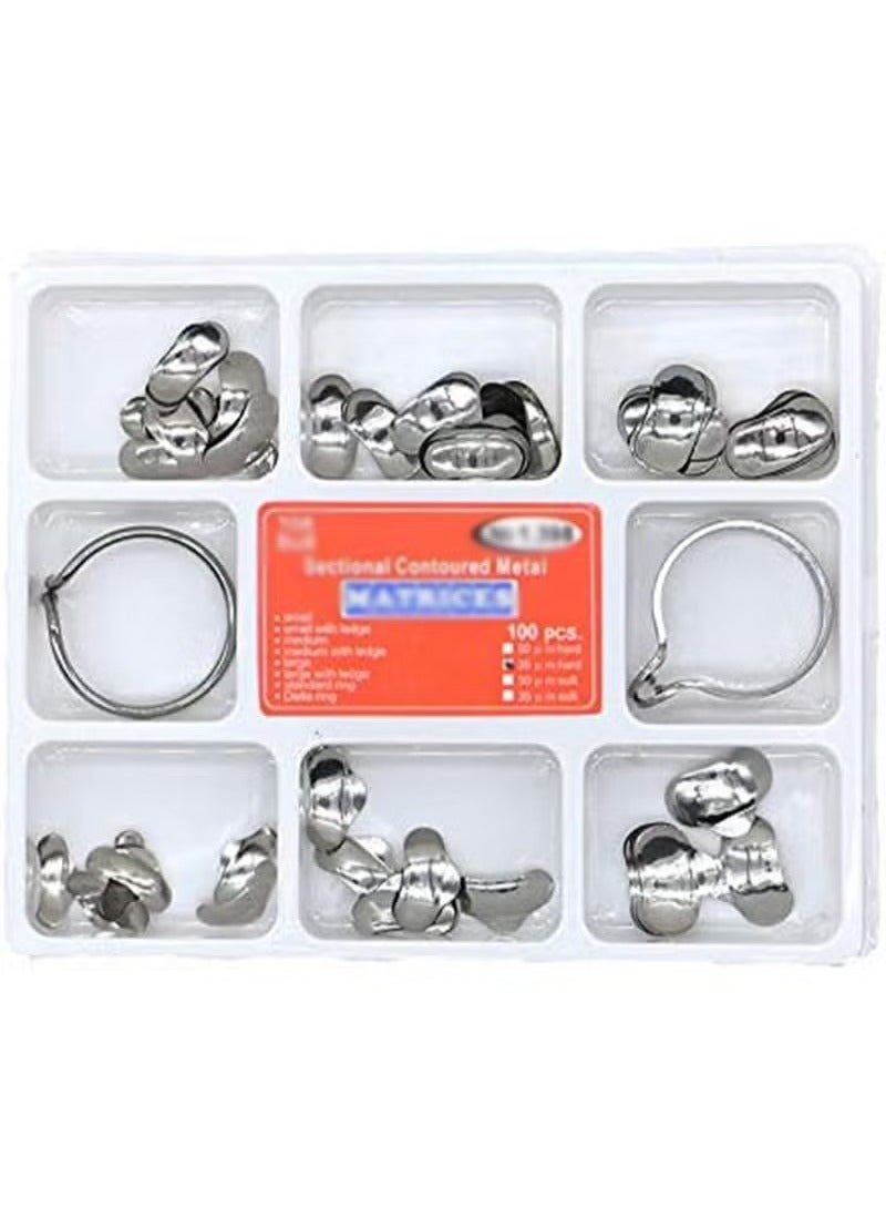 GMORO 100 Pieces Dental 35μm Section Profile Metal Base 2 Rings for Filling Teeth  - Image 1