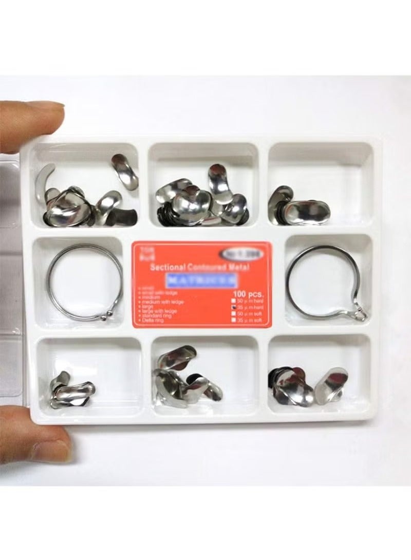GMORO 100 Pieces Dental 35μm Section Profile Metal Base 2 Rings for Filling Teeth  - Image 2