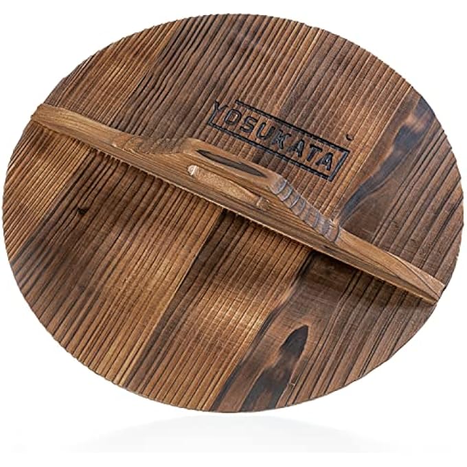 YOSUKATA Cast Iron Wok Cover  Premium Wok Cover 34 Cm Pan Lid  Wooden Pan Lid With Ergonomic Handle  CondensateFree 34 Cm Lid  Durable Accessories For Genuine Asian Cooking - Image 1
