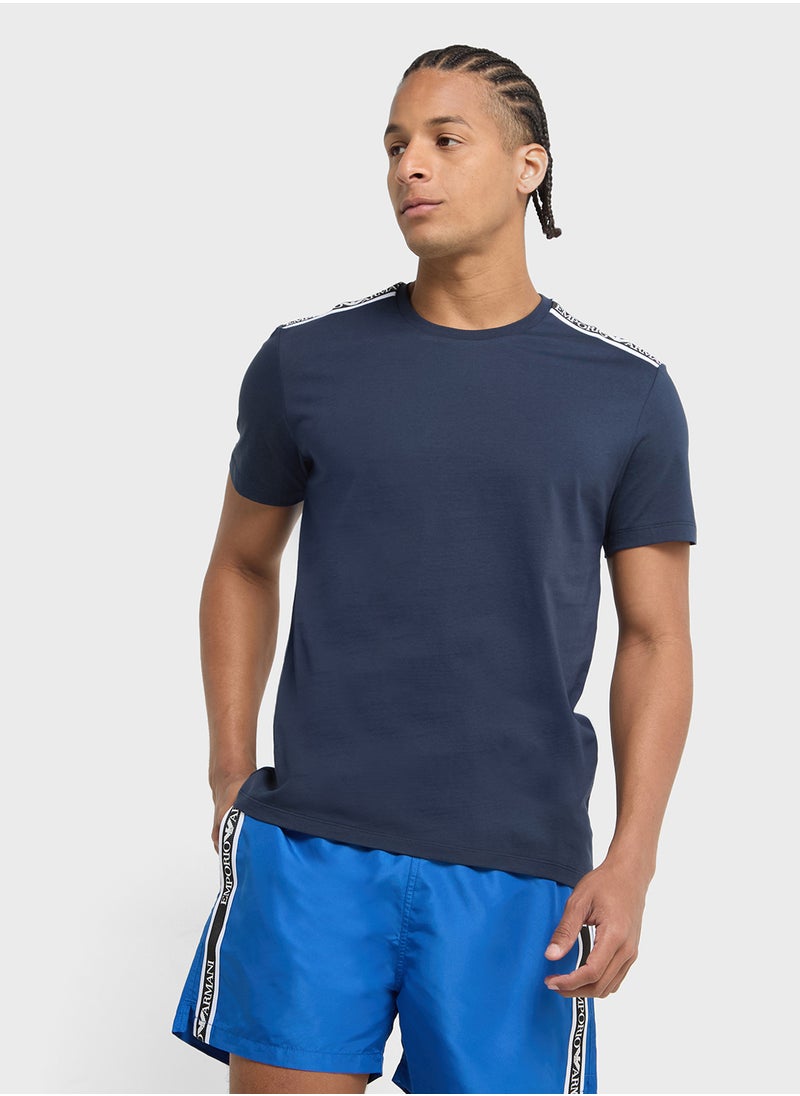 EMPORIO ARMANI Beachwear Logo Crew Neck T-Shirt  - Image 1
