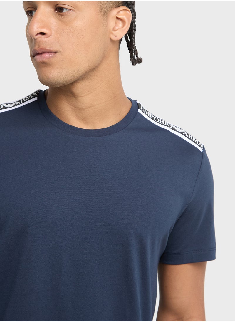 EMPORIO ARMANI Beachwear Logo Crew Neck T-Shirt  - Image 3