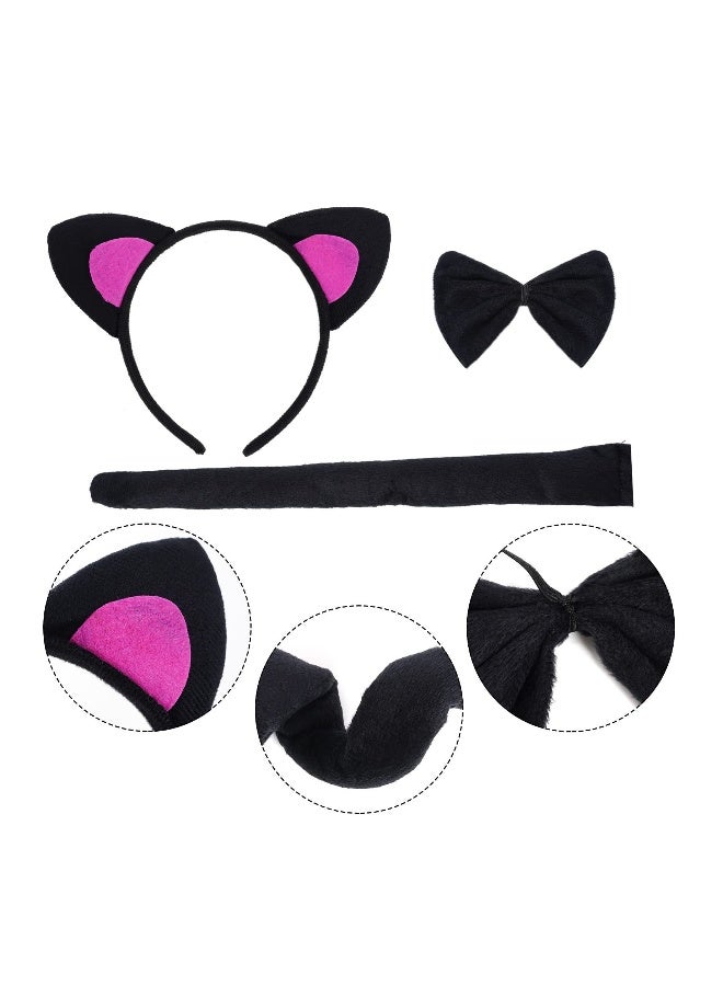 2 Set Little Cat Costume, Cat Ears Headband Bow Tie Tail, 2 Sheets Cat Face Stickers for Cosplay Costume Party Decor DIY, Animal Fancy Dress Costume Kit  Animal Costume (Little Cat Style)