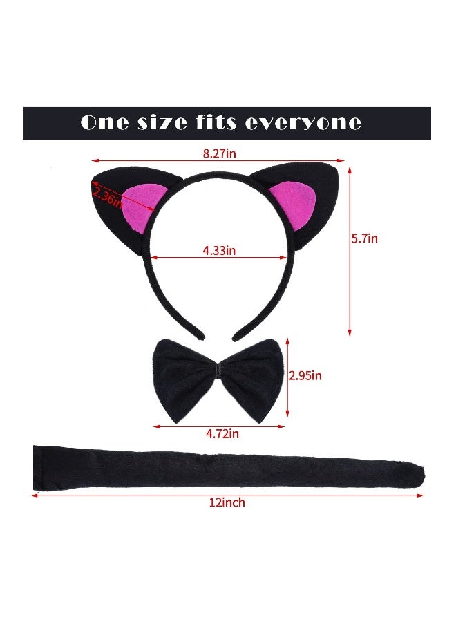 2 Set Little Cat Costume, Cat Ears Headband Bow Tie Tail, 2 Sheets Cat Face Stickers for Cosplay Costume Party Decor DIY, Animal Fancy Dress Costume Kit  Animal Costume (Little Cat Style)