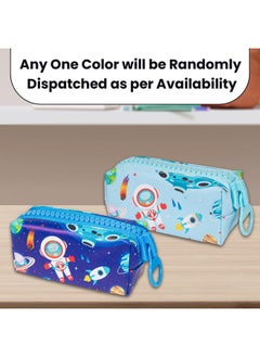 Wishkey WISHKEY Space Theme Pencil Pouch for Kids, Stylish Zipper Pencil Box for Storing Stationery Items, Large Capacity Stationery Organizer Pouch for School Students, (Pack of 1, Blue)  - Image 2