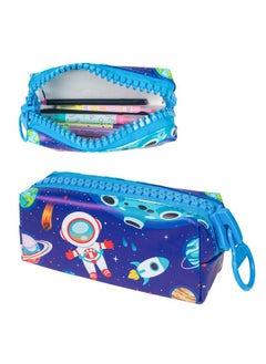 Wishkey WISHKEY Space Theme Pencil Pouch for Kids, Stylish Zipper Pencil Box for Storing Stationery Items, Large Capacity Stationery Organizer Pouch for School Students, (Pack of 1, Blue)  - Image 1